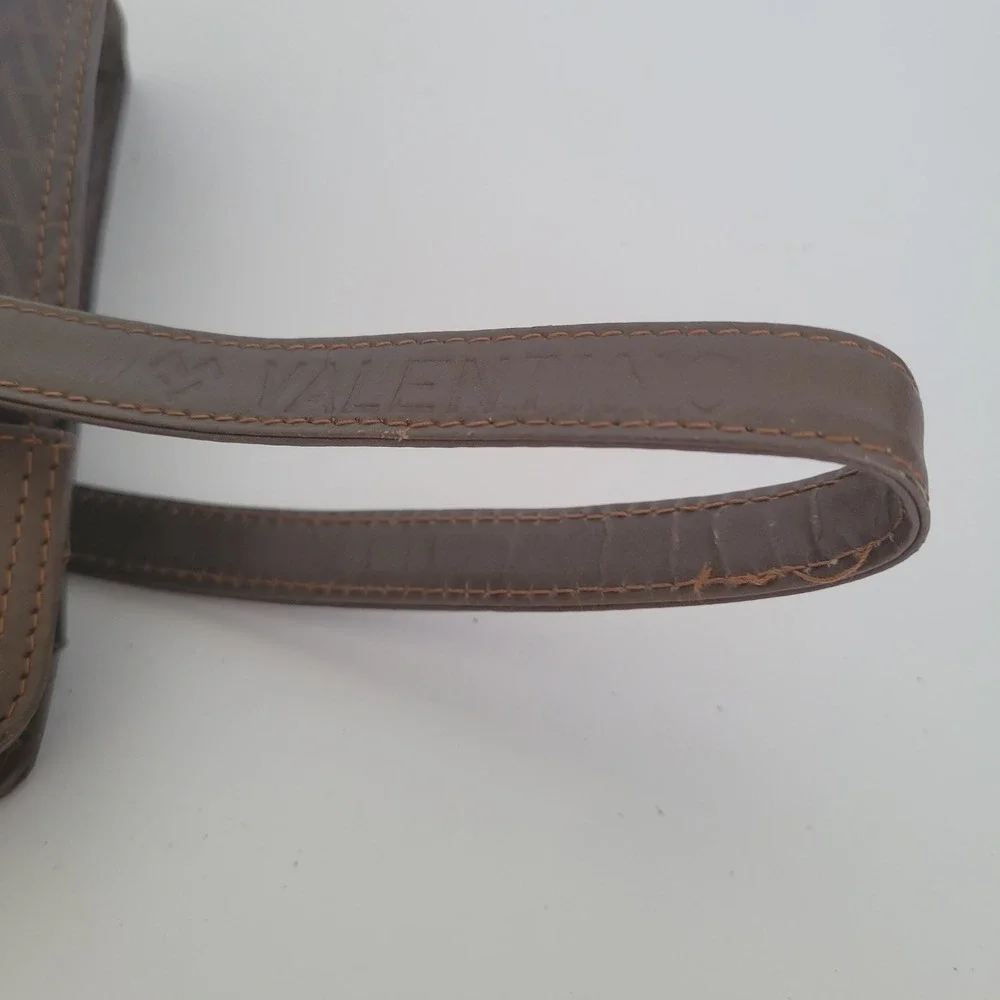 Mario Valentino‎ Vintage Brown Monogram Wristlet Clutch Bag Made in Italy